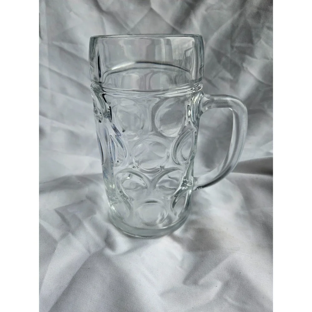 Large HB Hofbrauhaus Munchen 1L Dimpled Glass Beer‎ Stein Mug Heavy Thick